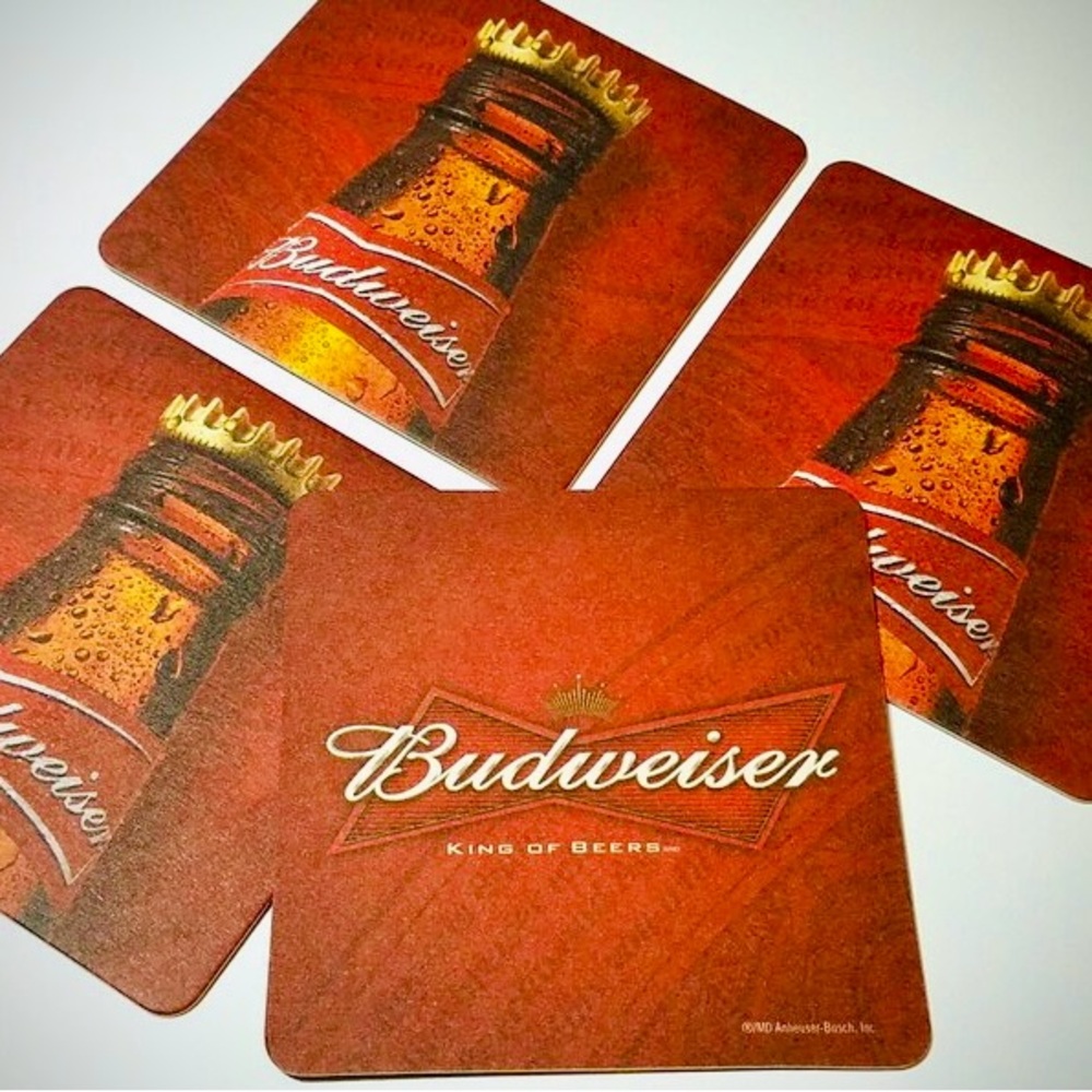Vintage Budweiser Red Coasters Set